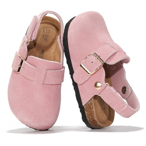 Image of Project Cloud Kids Clogs 100% Genuine Leather with Natural Cork Footbed & Memory Foam Insole Arch Support - Non-Slip Clogs for Kids - Slippers Sandals for Boys & Girls Footwear