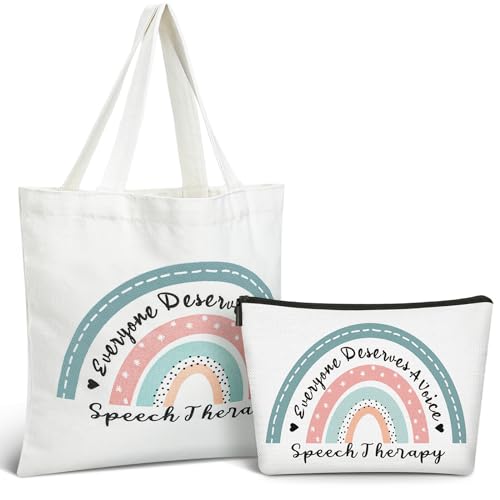 Shinylin 2 Pcs End of Year Physical Therapy Gifts Physical Therapist Tote Bag with Makeup Bag Occupational Therapy Appreciation Gifts Thank You Retirement Presents for Women Pt Pta Ot