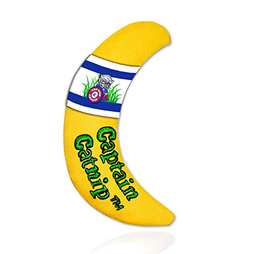 Captain Catnip Cat Banana Toy, Kitten Interactive Toy, Fun Playing Cat Toy, Filled with Organic Catnip for Indoor Cats