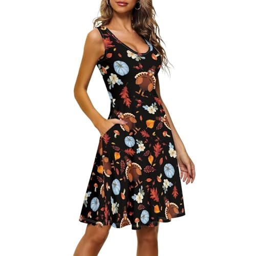Image of TOADDITDO Womens Summer Sleeveless Tank Dress with 2 Side Pockets XS-4XL Plus Size