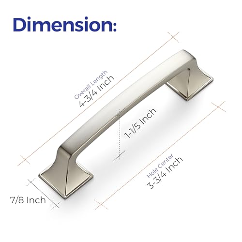 Image of Ravinte Brushed Nickel Cabinet Handles Arch Pulls 3-3 /4 Inch 30 Pack | Square Foot Arch Pulls, Solid Zinc Alloy, Easy Install, Modern Design, Screws Provided, for Drawers & Cupboards