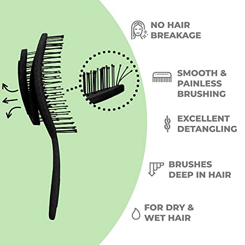 Image of Ninabella Organic Detangling Hair Brush - Does Not Pull on Hair - Straight, Curly & Wet Hair - Unique Spiral Design for Women, Men & Children