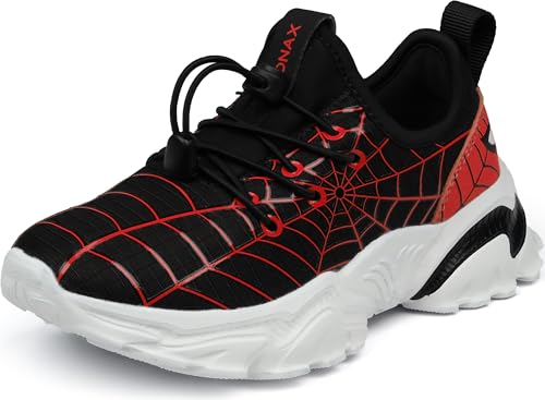 BRONAX Sneakers Childrens Lightweight No Tie Zapatos para Niños Althetics Sports Shoes Size 3 Comfty Running Trainning Gym Kids for Footwear Fashion BlackRed 36