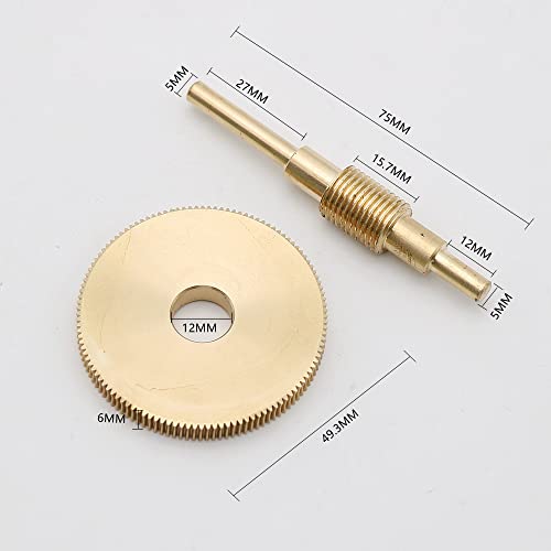Image of Brass Worm Gear 120 Teeth 0.4MM 120T 12MM Hole Diameter Gear 1:120 Brass Decelerating Turbine Worm Gear 75MM Worm Rod