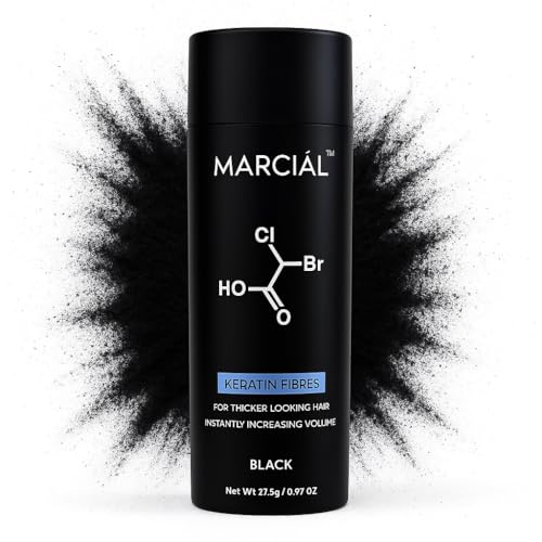 MARCIAL Premium Hair Fibres (BLACK) Hair Powder Hair Texture Powder Thickening Product for Thinning Hair Men Women 27.5g