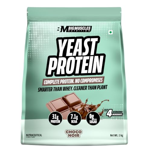 Image of Bigmuscles Nutrition Clean Yeast Protein Isolate (1kg, Choco Noir) | 31g Protein, 7g BCAA | Superior Absorption, Gut Friendly | PDCAAS -1 | Fermentation-Derived