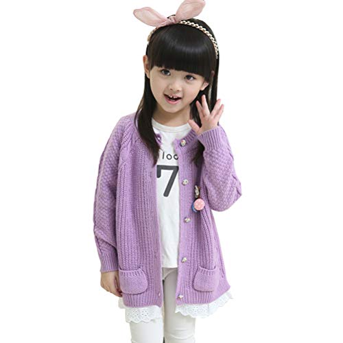 RUOGU Toddler Baby Girl Cable Knit Sweater, Lovely Kid Keep Warmer Sweatshirt (Light Purple, 4T)