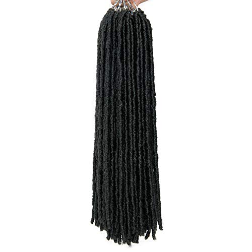18 Inch Goddess Faux Locs Straight Gypsy Locs Crochet Hair 3 Tone Ombre Crochet Braids Dreadlocks Pre-Looped Synthetic Hair Extensions 18 Strands/Pack (18Inch, 1B) #TOP6
