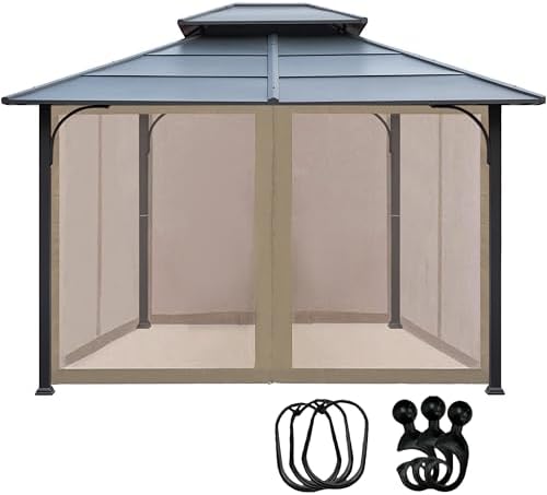 EasyLee 10x12 Gazebo Replacement Mosquito Netting with Zippered Entry, Universal 4-Sided Mesh Walls image 21