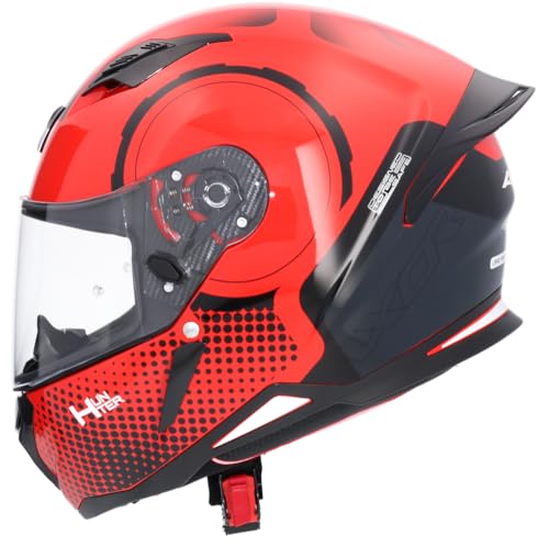 Shiro Helmets Casco Integral Modelo Hunter Spear Rojo y Negro Totalmente Homologado (M 57/58)