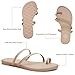 Trary Nude Flat Sandals, Miami Toe Loop Strappy Sandals, Dressy Summer Flip Flops Strappy Dressy Summer Slides for Beach Travel Size 7.5