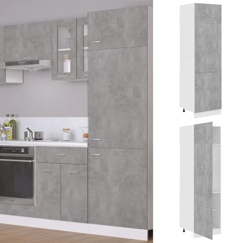 Gecheer Armario frigorífico Madera ingeniería hormigón 60x57x207 cm,Mueble de Salón,Aparador Comedor,Type 1