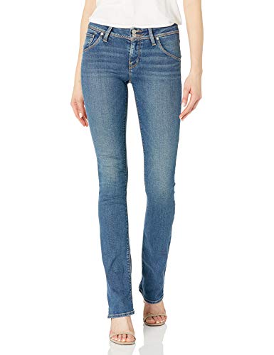 HUDSON Jeans Women's Beth Mid Rise, Baby Bootcut Jean with Back Flap Pockets, Midas, 32