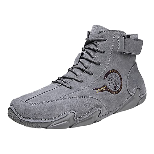 Halbhohe Herren-Sneaker, einfarbig, Leder, widerstandsfähig, Fahrstiefel, rutschfest, Outdoor, leicht, Wanderschuhe, lässig, wasserdicht, Wanderschuhe, Wildleder, Outdoor-Sportschuhe, Wanderschuh