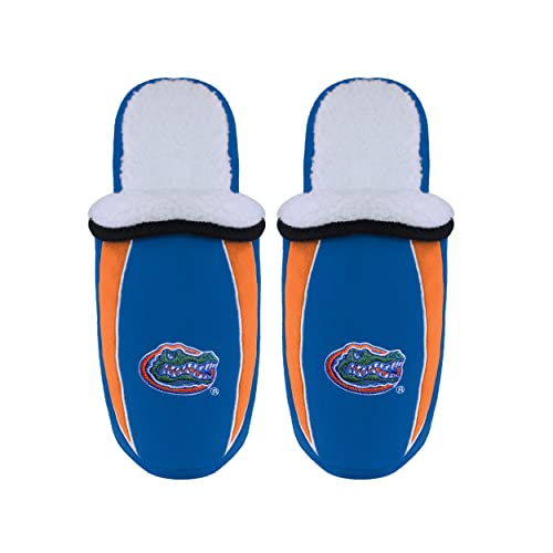 Image of FOCO mens NCAA College Team Logo Sherpa Moccasin Slippers