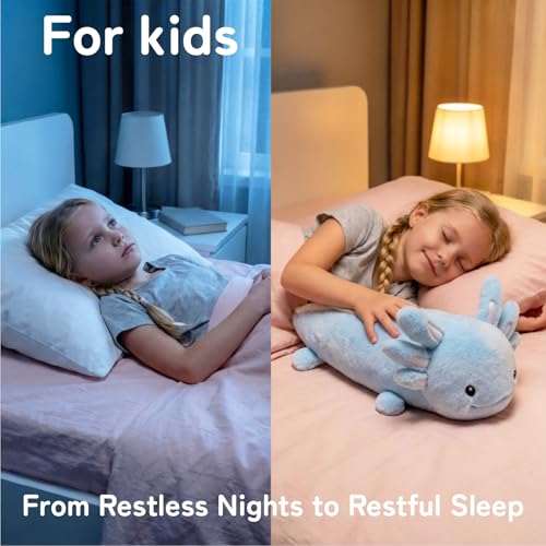 Image of Niuniu Daddy 2.8 lbs 17 inch Blue Axolotl Weighted Stuffed Animals for Kids & Adults, Soft Sensory Comfort Plush Toy for Sleeping, Cute Lying Lap Pad Pillow for Huggable Gift