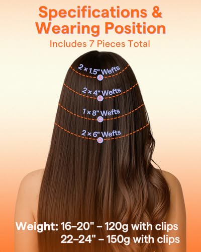 Image of Full Shine Invisible Seamless Clip in Hair Extensions, Blonde Highlights