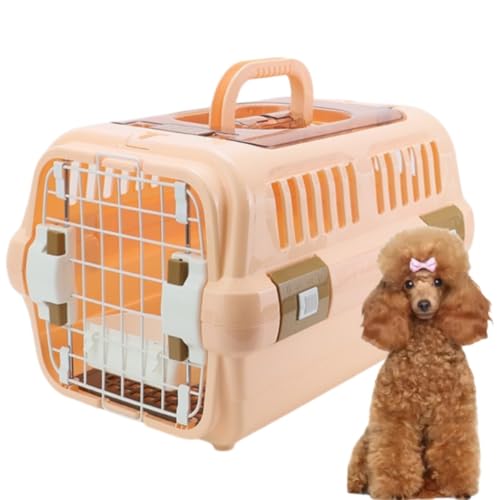 Vzfv ペットキャリー 猫・超小型犬/小型犬用 キャリーケース 軽量 通気性 安全ロック Mサイズ オレンジ 旅行・通院・車内移動に最適 クレート (M,オレンジ)