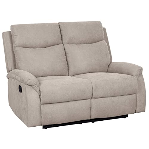 AltoBuy Sacramento - Canapé Relax Manuel 2 Places Tissu Gris Taupe