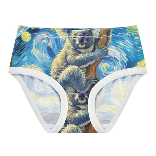 Designer Girls Underwear Toddler 2t Cotton Panties for Girl Cute Koala Bear Starry Night Kids Undies Briefs