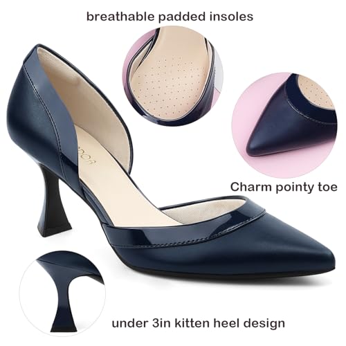 Image of JENN ARDOR Women's Pumps Low Heels Pointed Closed Toe Kitten Dress Shoes for Women Comfortable Stiletto Heeled Sandals Classic Wedding Party D'Orsay Work Pumps