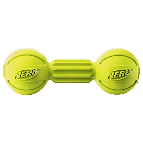 Nerf Dog Rubber Chew Barbell Dog Toy for Aggressive Chewers, Lightweight, Durable and Water Resistant, 7.5 Inches, for Medium/Large Breeds, Single Unit, Green (6994) by Nerf - Image 3