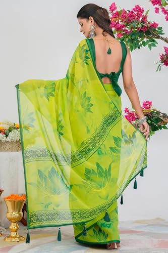 Image of MIRCHI FASHION Saree for Woman Georgette Floral Printed | Lightweight Comfortable Sari for Regular Social Wear and social visits