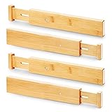 WOOD CITY Adjustable Drawer Dividers for Clothes, Bamboo Kitchen Drawer Organizers for Utensils,...