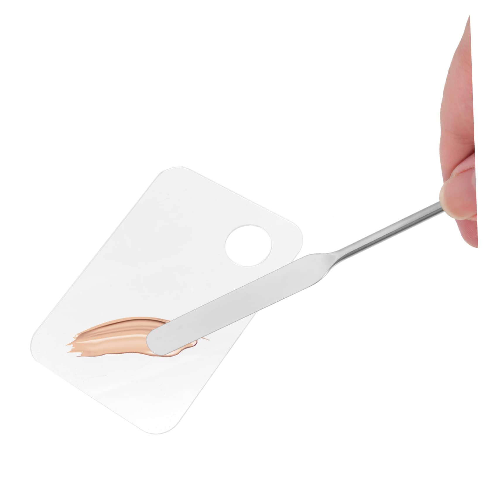 FOYTOKI 2 Sets Stainless Steel Makeup Mixing Palette with Spatula for Nail Art Foundation