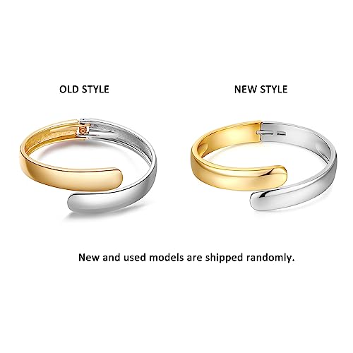 Enskefen Two-Tone Cuff Bracelet For Women Dainty Teardrop Open Bangle Gold Plated Adjustable Cuff Bracelet #TOP1
