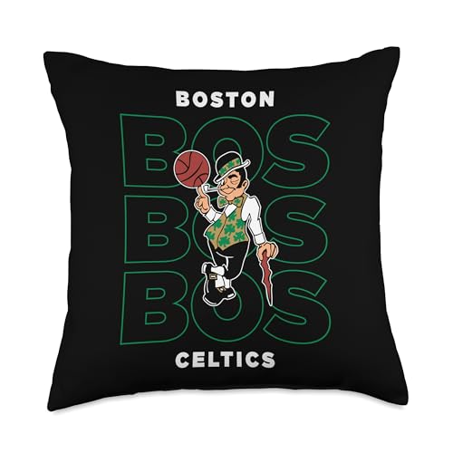 NBA - Boston Celtics Stacked City Lucky Leprechaun Logo Throw Pillow