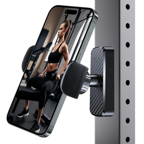 Image of Magnetic Phone Holder for Gym- 360 Adjustable Strong Magnet Phone Mount for Video Recording, Compatible with iPhone, Android, All Smartphones, Gym Accessories for Men& Women