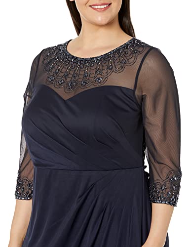 Alex Evenings Women's Plus Size Long Sleeve Sweetheart Neckline Dress, Dark Navy, 16W #TOP2
