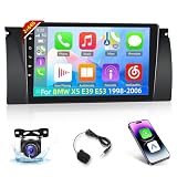 2+64G Car Radio for BMW X5 E39 E53 1998-2006 - Wireless Carplay & Android Auto - 9 Inch Android 13 Stereo with WiFi/EQ/GPS + AHD Rear View Camera