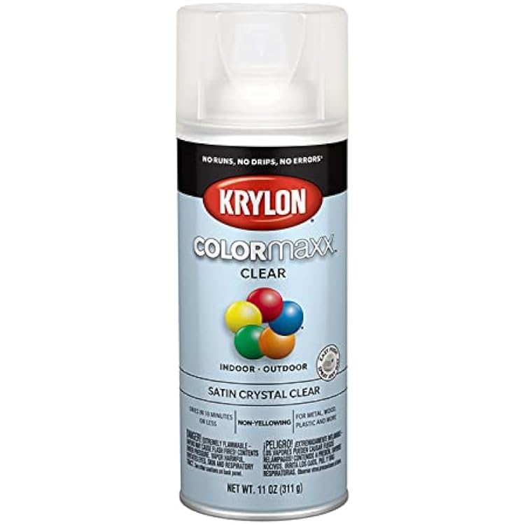 Krylon 6-Pack of 12 oz K05562007 Crystal Clear COLORmaxx Paint &amp; Primer Spray Paint, Satin