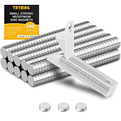 TRYMAG Magnets, 300Pcs Tiny Magnets Mini Magnets Small Round Disc Office Magnets for Fridge, Whiteboard, Billboard, Hobbies, Dry Erase Board