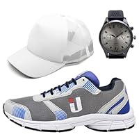 Tênis Masculino Esportivo Academia Caminhada Acompanha Brindes Boné e Relógio (Cinza, BR, Adulto, Numérico, 39)