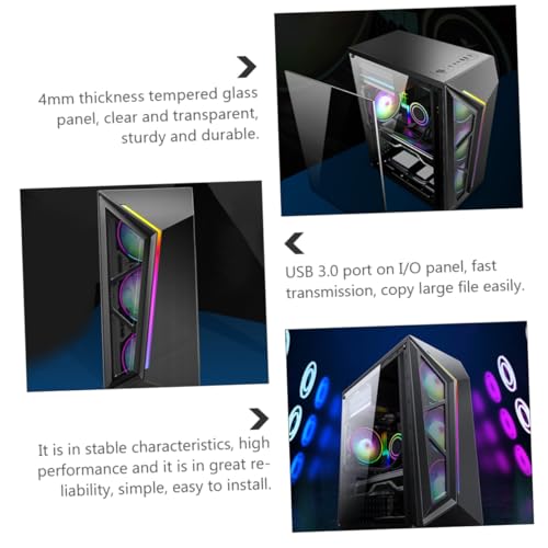 Gabinete de computadora de escritorio KALLORY RGB con panel lateral de vidrio templado, soporte de placa madre ATX, iluminación LED para juegos y uso de oficina miniatura 5