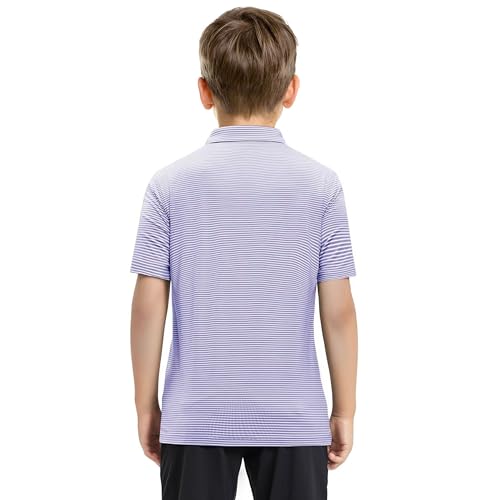 Image of Boys Polo Shirts Short Sleeve Striped Performance Moisture Wicking Dry Fit Golf Shirts for Boys Youth Kids