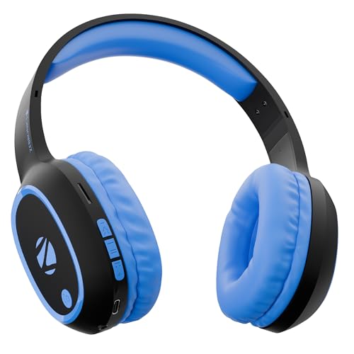 Image of Zebronics Thunder Wireless Headphones, BT v6.0, Up to 60h Playback, Dual Pairing, 40mm Drivers, ENC, Gaming Mode, AUX & microSD, Rapid Charging, Type-C Charging (Blue)