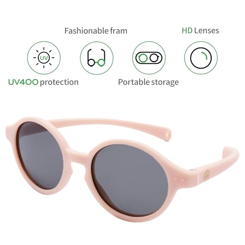 Kids Sunglasses, Colorful UV Protection Single-Pack with Carrying Pouch and Cleaning Cloth4