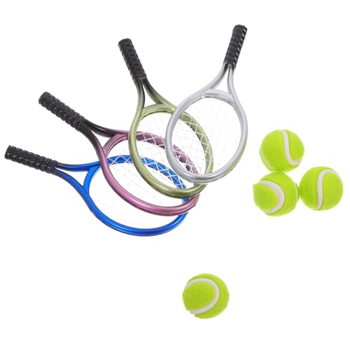 Gogogmee Llaveros Miniatura Raquetas Tenis con Decoración Realista para Casas de Muñecas Accesorios Deportivos para Regalos y Manualidades