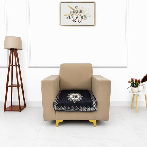 Image of Homerz Premium 'Maharaja Paradise Series' Sofa Cover | Net Fabric Sofa Cover | Washable, Anti-Dust Backed & Wrinkle Resistant Cover (Regal Flower, 1 Seater, Only Seat Cover)