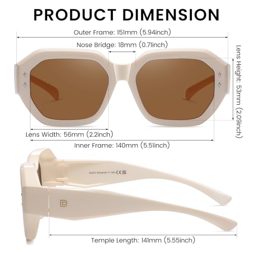 DUCO Polarized Fit Over Sunglasses for Women Chic Bold Oval Frame Shades UV400 Protection Sun Glasses DC89883