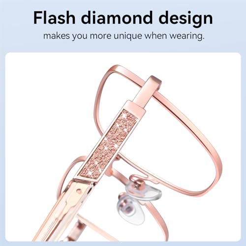 Image of Dollger Pink Oversized Square Blue Light Blocking Glasses for Women Trendy Oversized Computer Gaming Eyeglasses Cat Eye Metal Frame bluelight glasses Rose Gold
