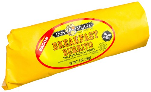 Don Miguel Whole Eggs,Bacon & 3Cheeses Breakfast Burrito, 7-Ounce Individually Wrapped Packages (Pack of 12)
