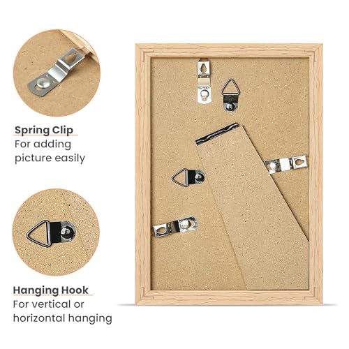 Image of upsimples 4x6 Picture Frame Solid Wooden, Nursery Decor, 1Pack Natural | 100% Solid Wood, Fit 3.5x5 with Mat and 4 x 6 Photo, Wall Decor or Tabletop Display, Safe For Nursery Kids Room