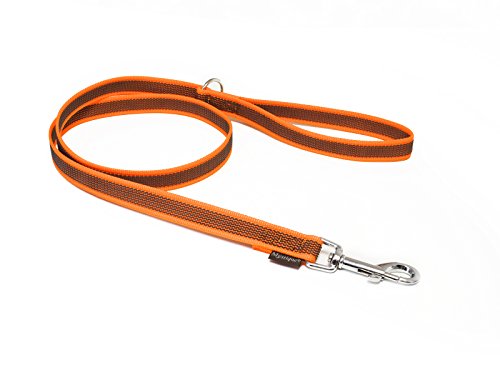Mystique® Gummierte Leine 20mm mit Handschlaufe Standard Karabiner neon orange 1m