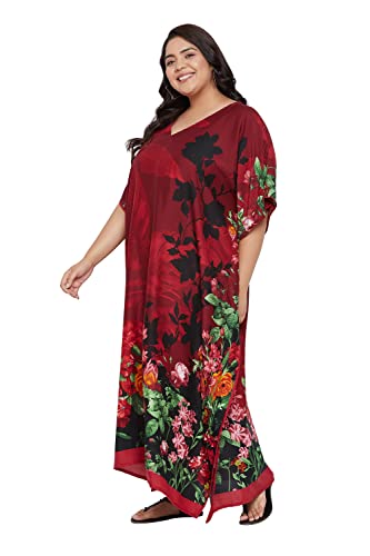 Image of Oussum Women Plus Size Kaftan Kimono Loose Maxi summer dresses for women Beach 3 /4 Sleeve Casual lounge dress Boho
