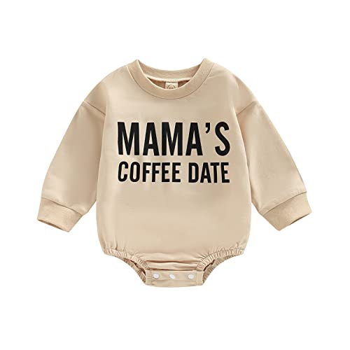 Image of FYBITBO Baby Girl Boy Crewneck Sweatshirt Bubble Romper Long Sleeve Shirt Onesie Valentines Outfit Fall Clothes